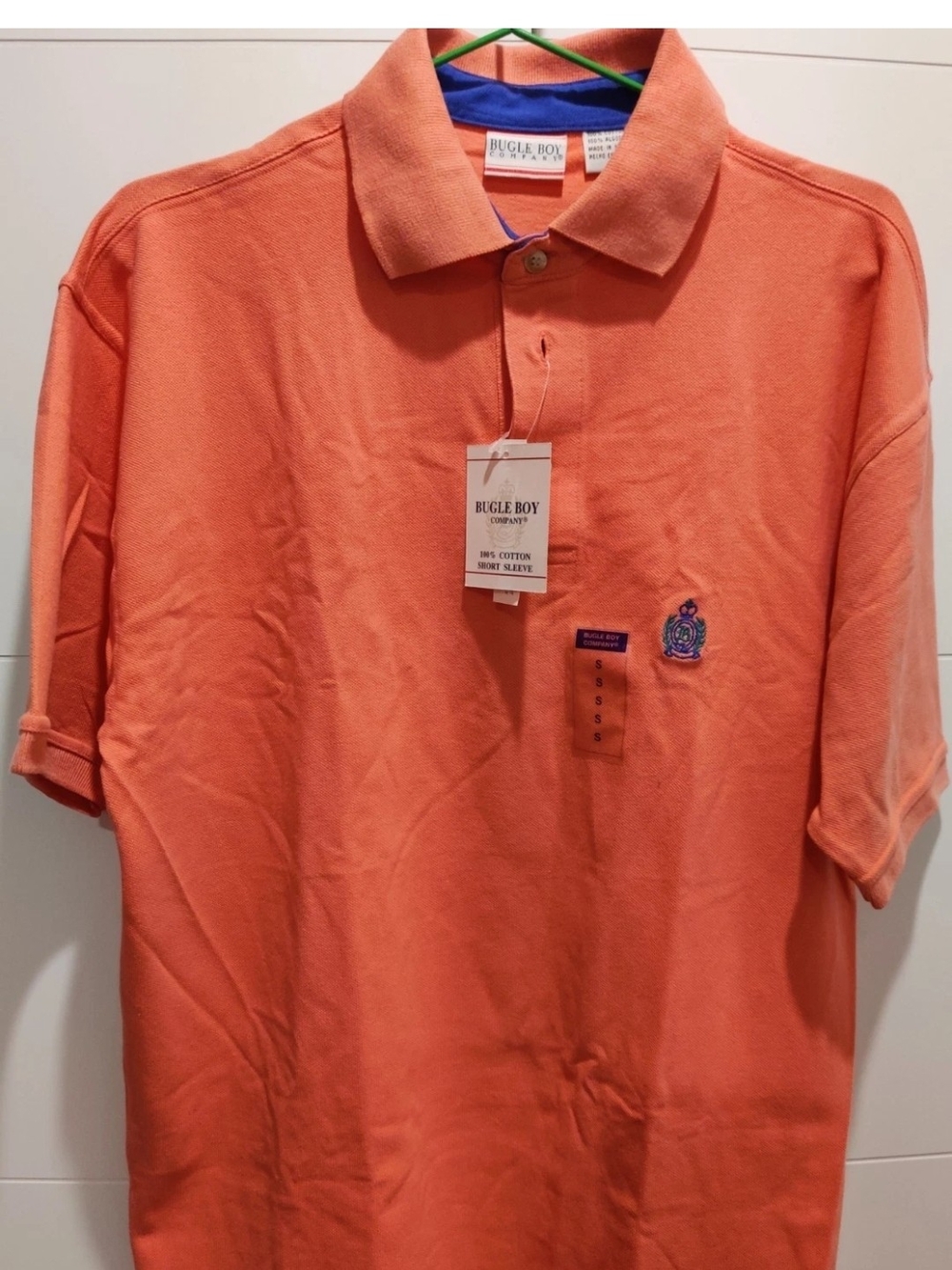 Bugle Boy Company Mens S Orange Short Sleeve Polo Shirt